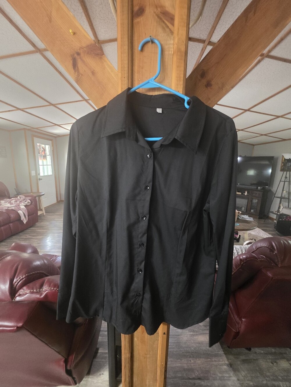 Womens Classic Black Button-Up Shirt